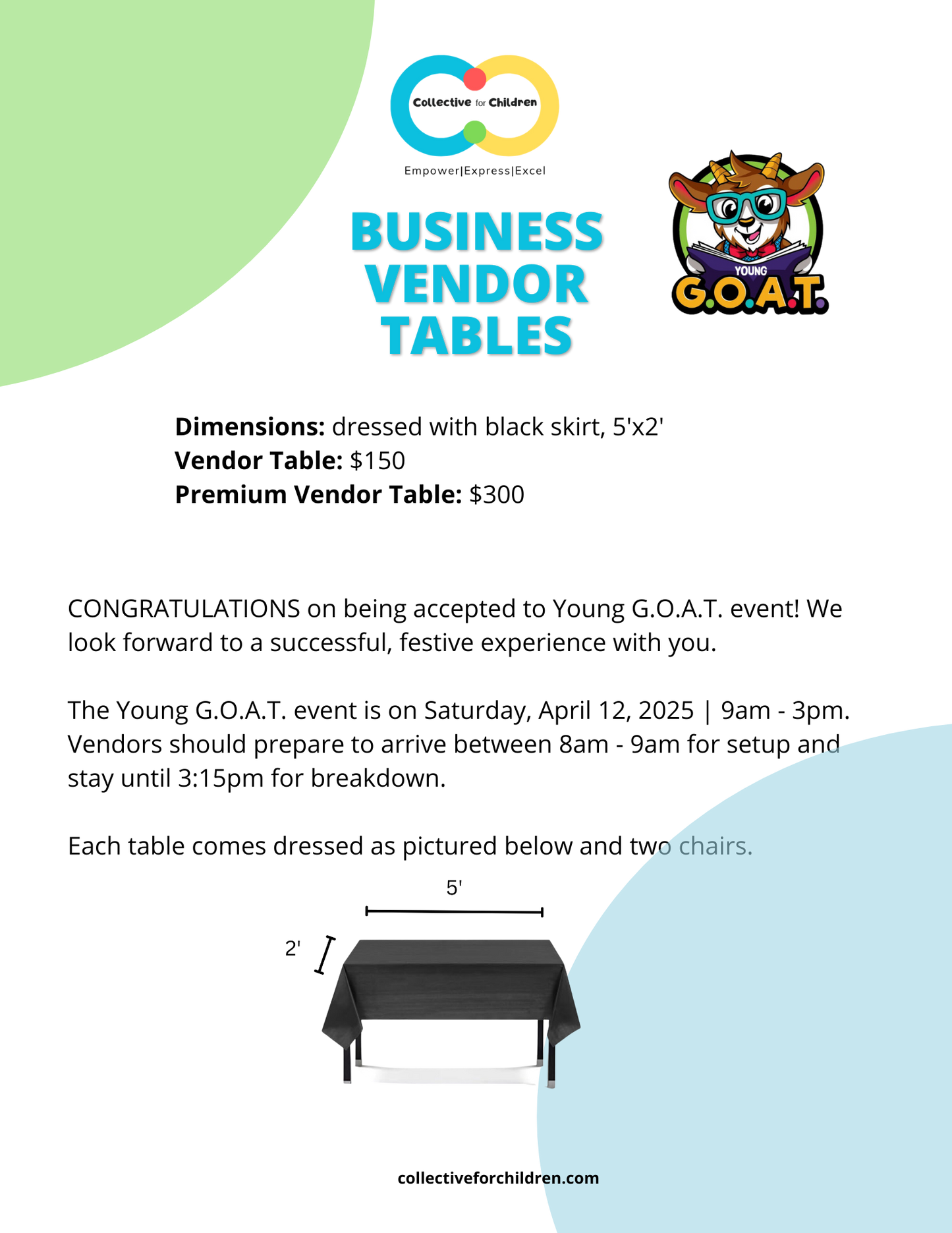 Young G.O.A.T. Basic Business Vendor Table