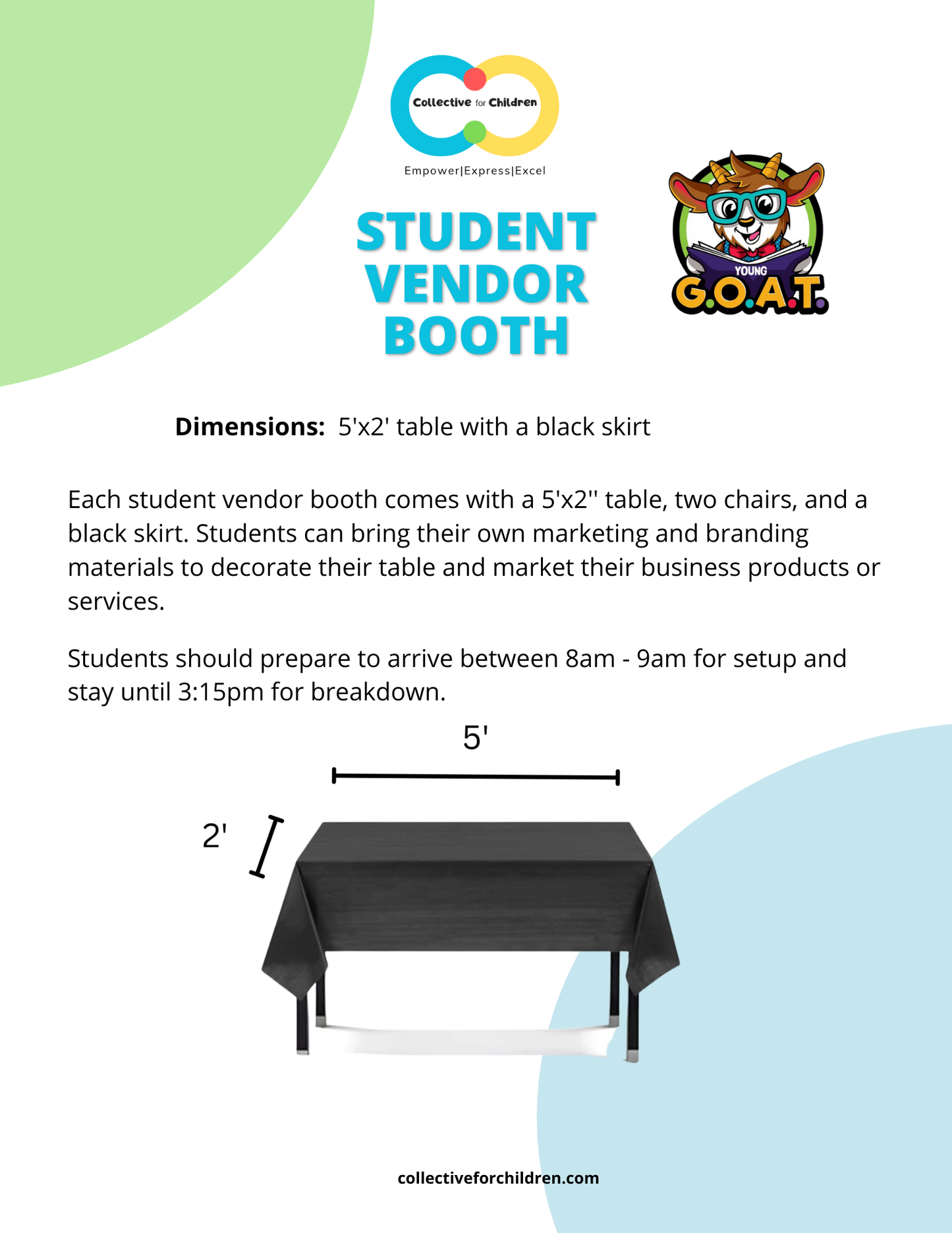 2026 Young G.O.A.T. Student Vendor Booth