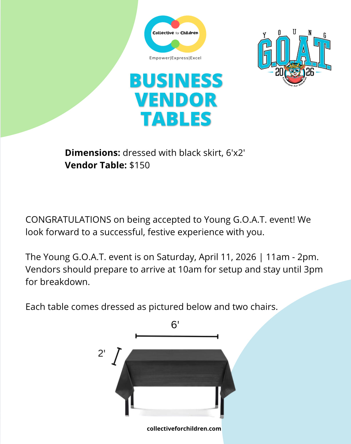 Young G.O.A.T. Business Vendor Table