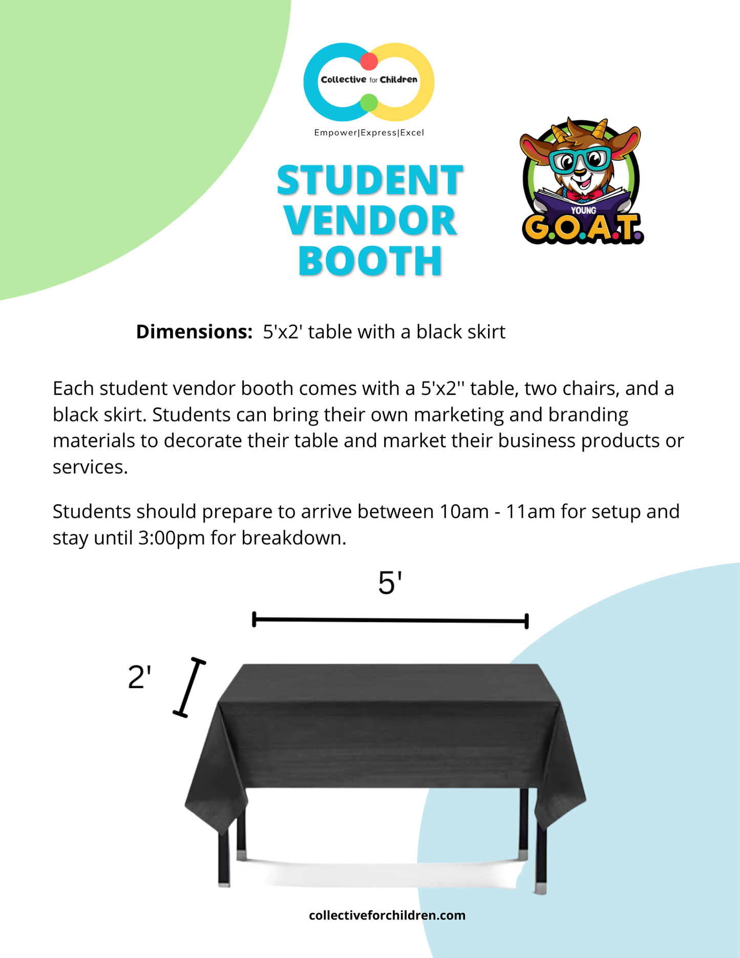 2026 Young G.O.A.T. Student Vendor Booth